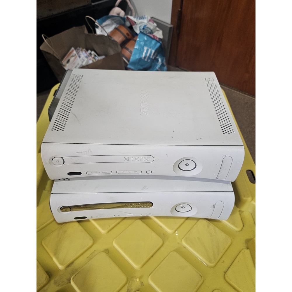 2x Xbox 360 Console For Parts White 2008 2009 Mfr Dates RROD And Untested